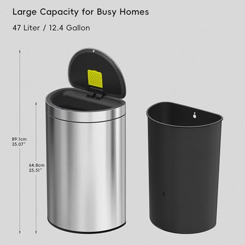 Touchless Motion Sensor Trash Can, 13.2 Gallon, Brushed Stainless Steel A497976
