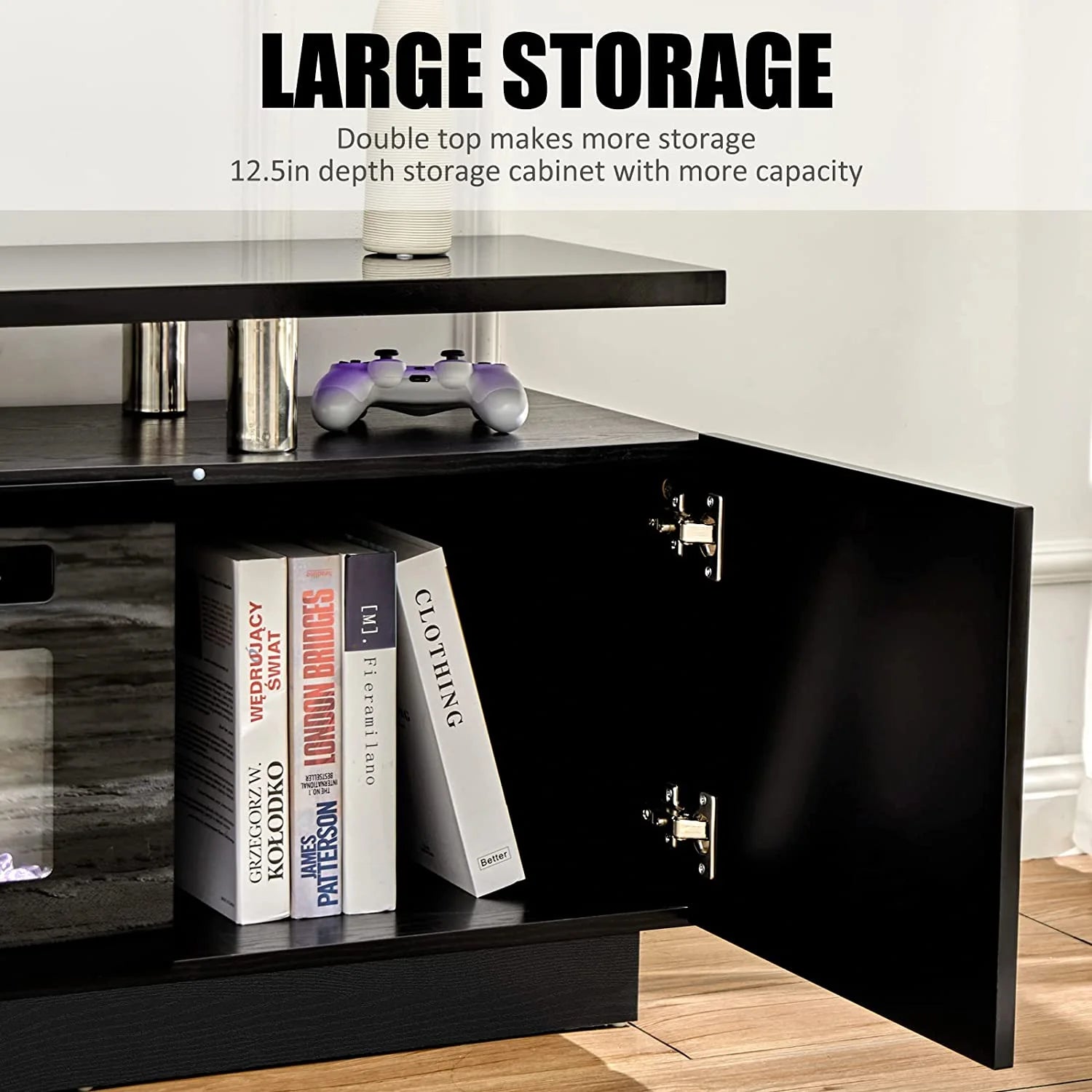 Fireplace TV Stand with 36" Fireplace, 70" Modern Entertainment Center, Fits TVs Up to 80", Black D341727