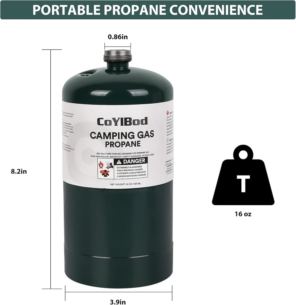 1LB Propane Cylinder Tank, 16 oz, DOT Compliant Q212