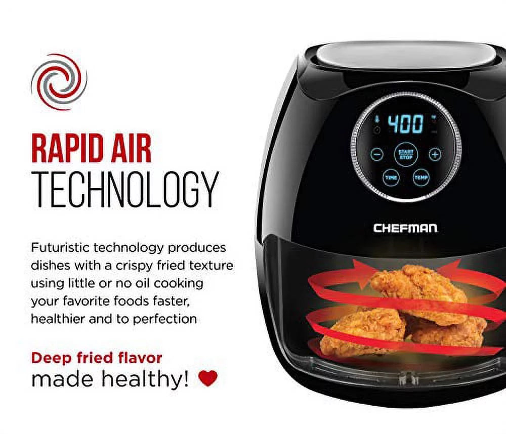 6.5 liter air fryer oven with flat basket and 60 min timer K48671
