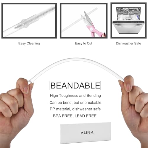 Reusable Hard Plastic Clear Straws with Cleaning Brush U119983