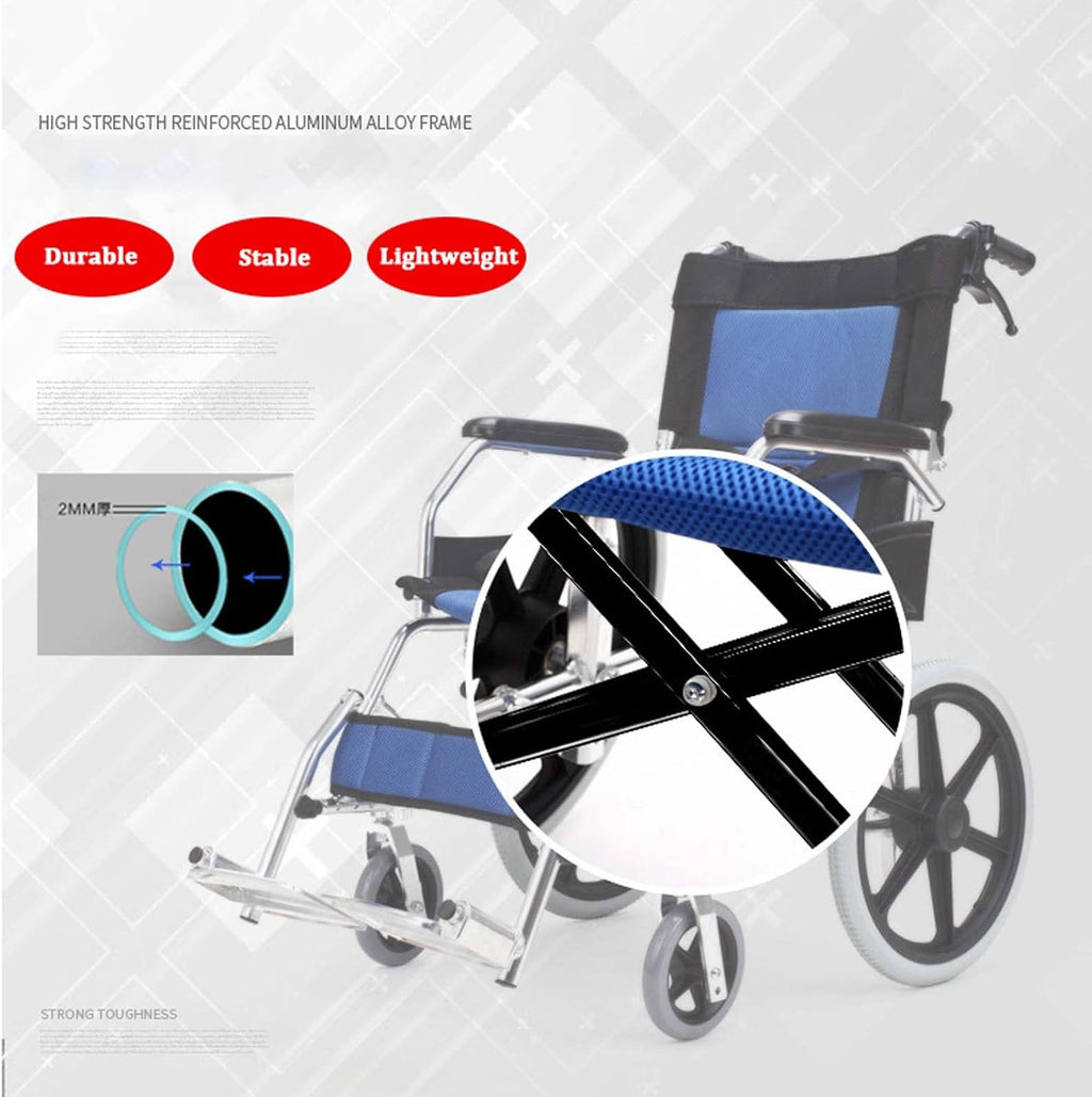 Lightweight Folding Transport Wheelchair with Handbrakes and Swing-Away Footrest J435643