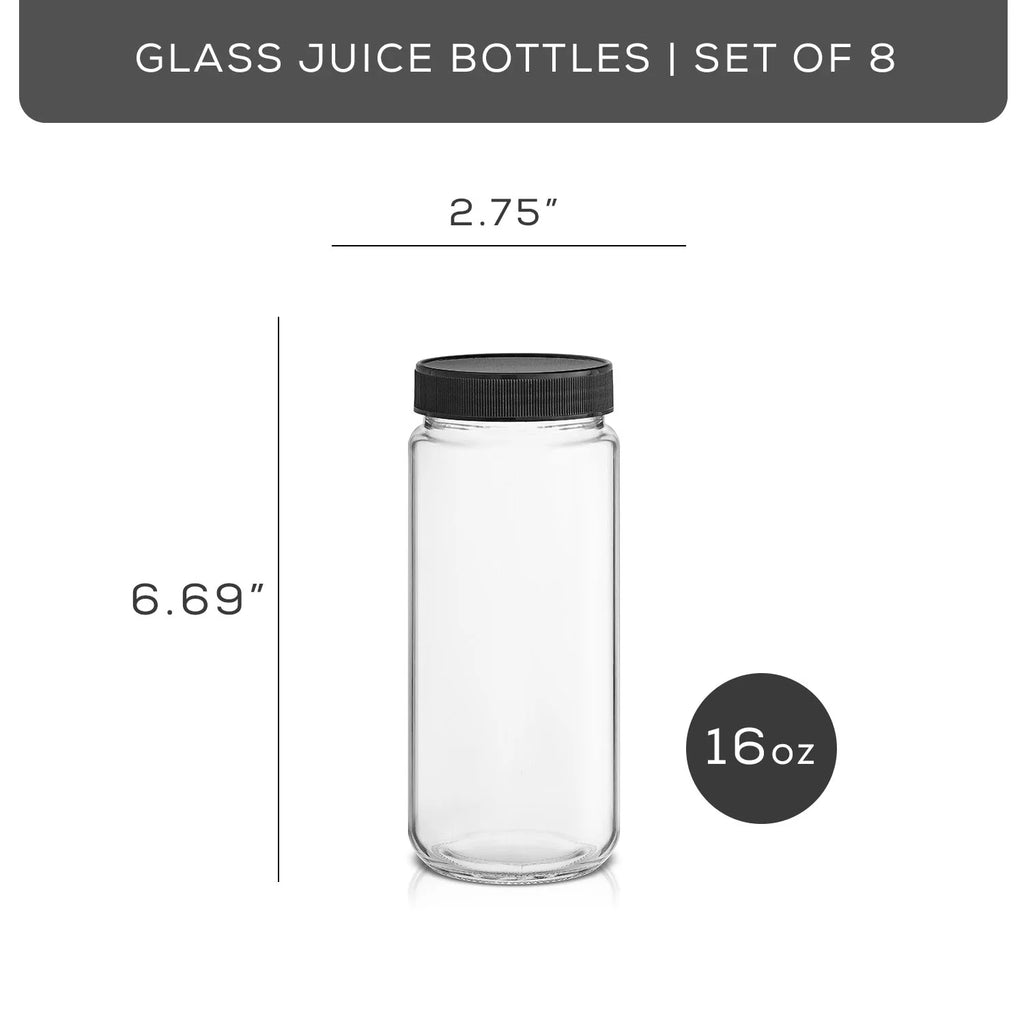 Glass Juice Bottles with Leakproof Lids, Set of 8 G499
