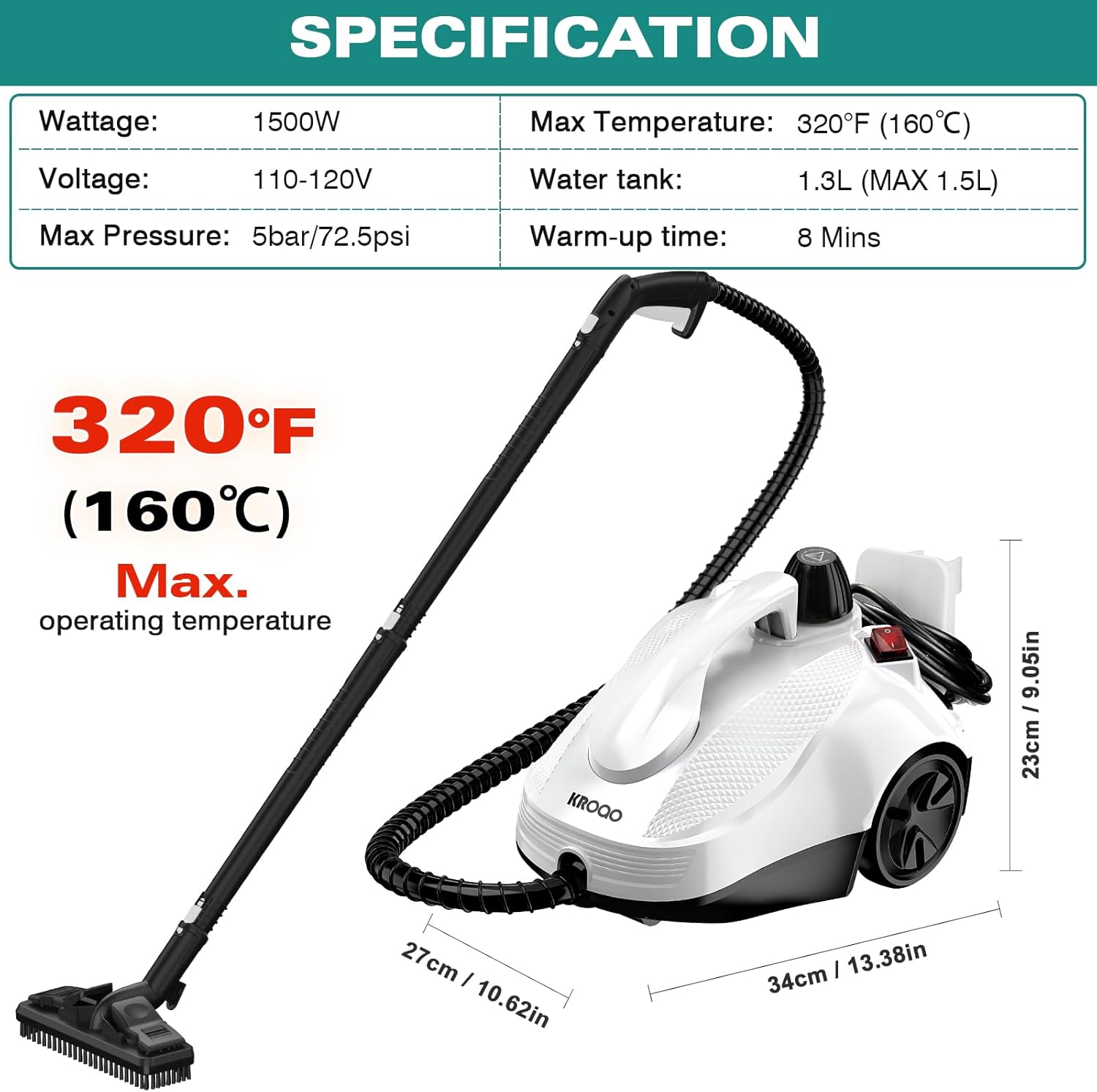Steam Mop with 23 Accessories, Portable Steamer for Multi-Surface Floors L592