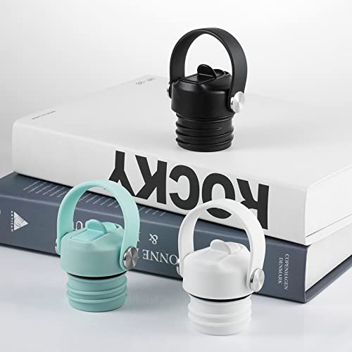 Straw Lid Compatible with Standard Mouth Water Bottle, Replacement Top with Flexible Handle D60172