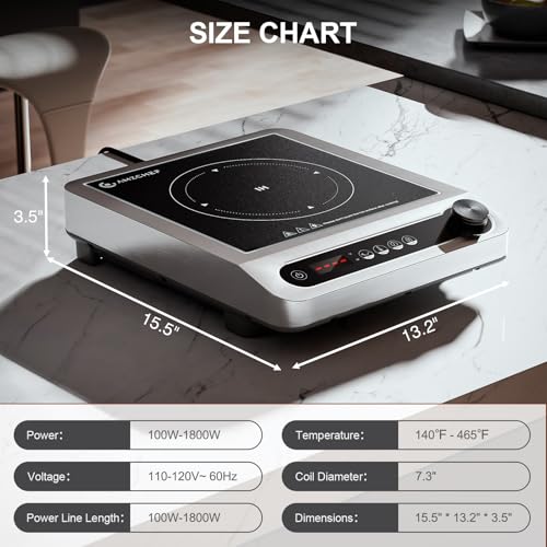Induction Cooktop, 1800W Portable Burner with Timer Y4884