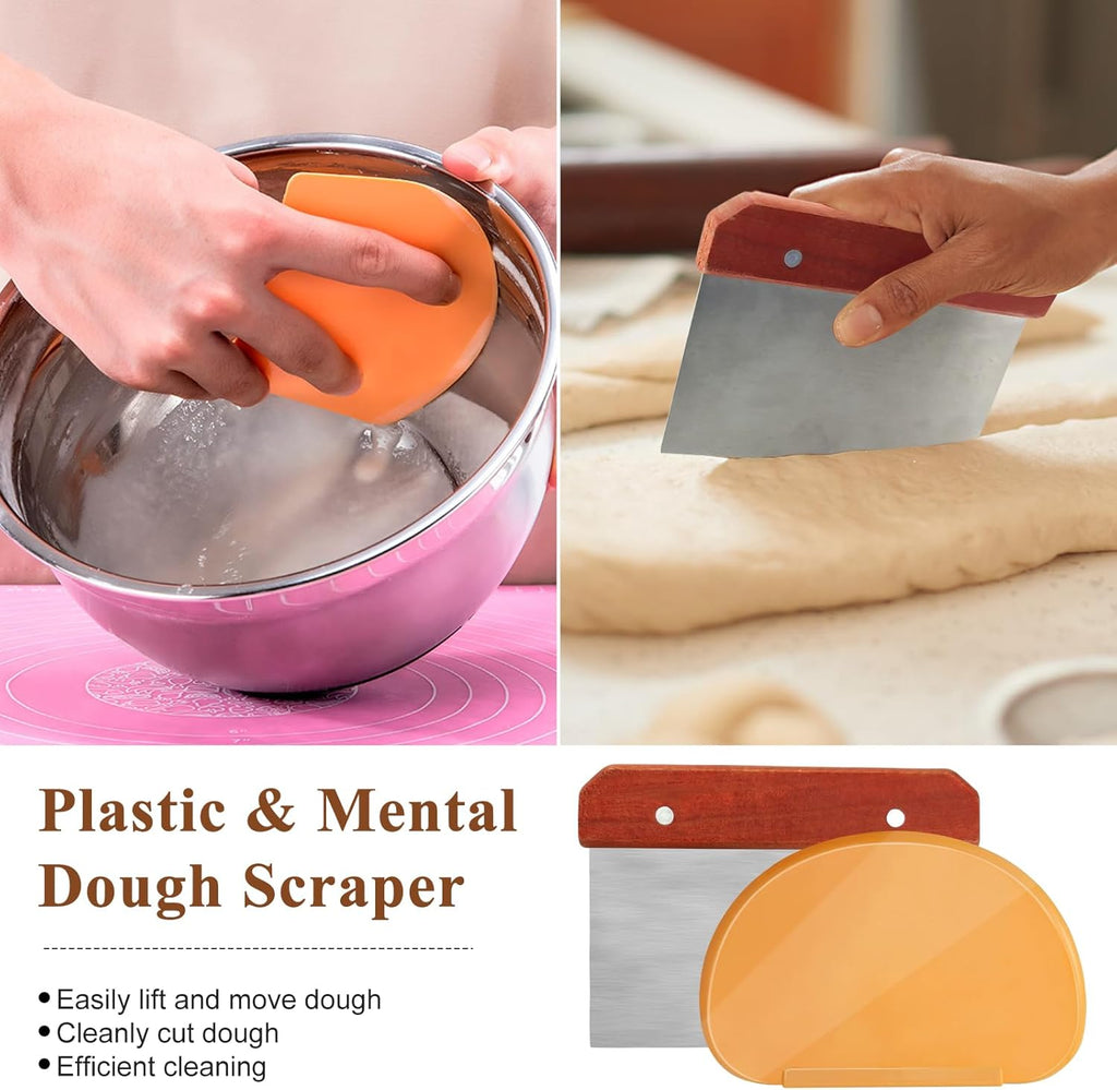 Sourdough Bread Proofing Basket Set with Liner, Lame, Dough Scraper and Brush H3812