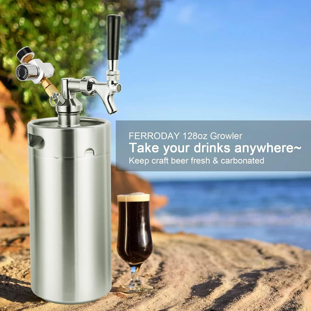 Mini Keg Growler 128oz Stainless Steel Draft Beer Dispenser F894