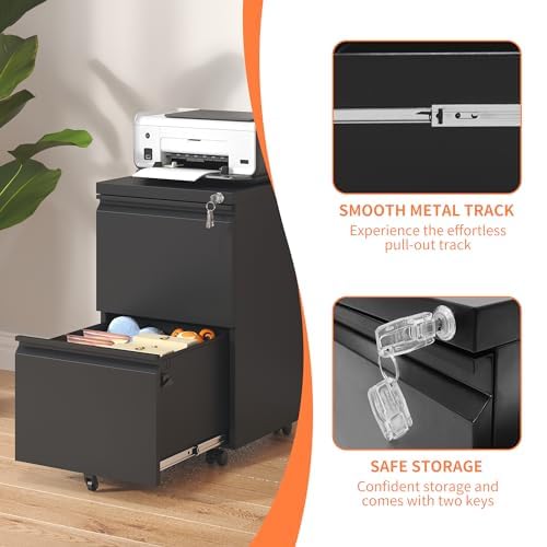 Rolling 3-Drawer Metal File Cabinet with Lock V8890