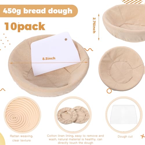 Banneton Bread Proofing Basket Round with Liners and Scrapers L70541