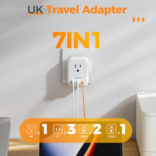 Travel Plug Adapter USB C with 4 AC Outlets and 3 USB Ports F380
