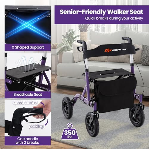 Rollator Walker for Seniors with Seat, Foldable, All Terrain Pneumatic Wheels G204121
