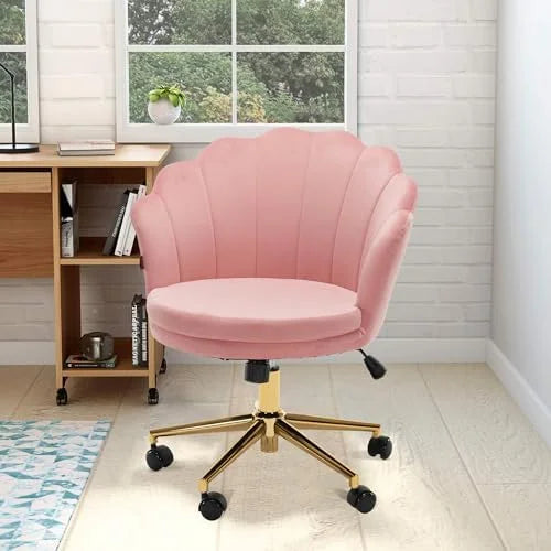 Velvet Swivel Vanity Chair with High Backrest and Wheels N583290