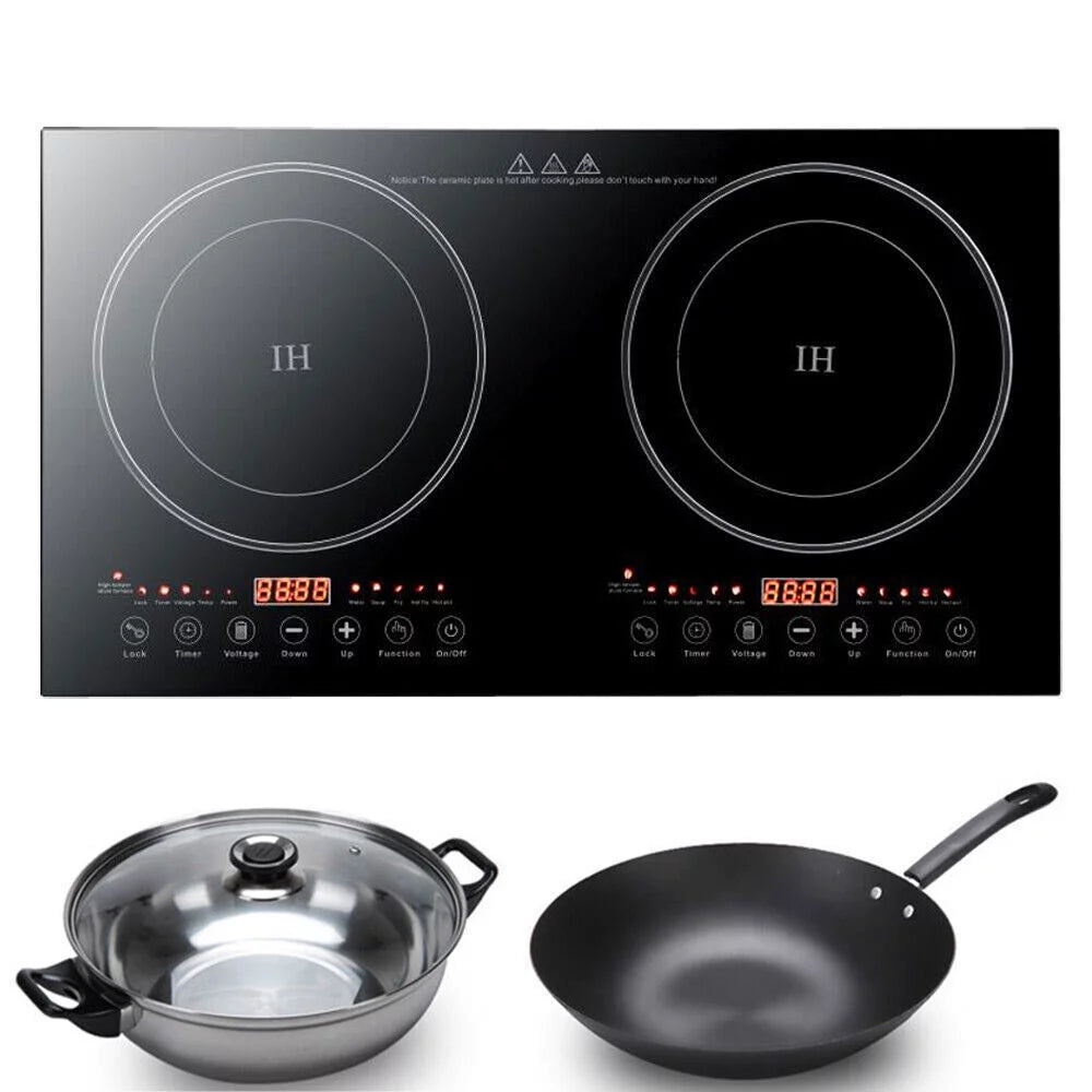 Portable Electric Induction Cooktop, 2-Burner Tempered Glass, 2400W D6969