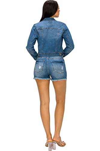 Women's Denim Jean Jacket Long Sleeve Button Up E212