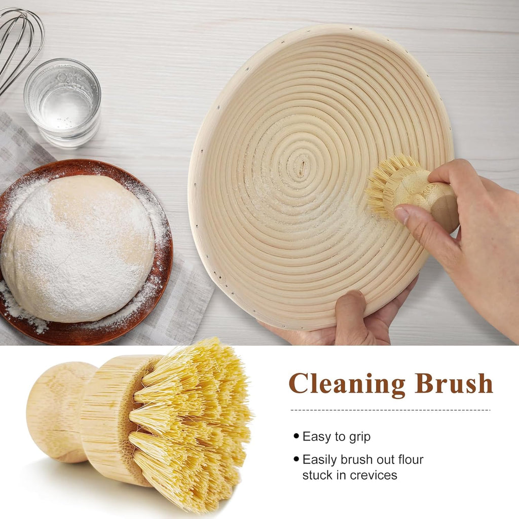 Sourdough Bread Proofing Basket Set with Liner, Lame, Dough Scraper and Brush H3812