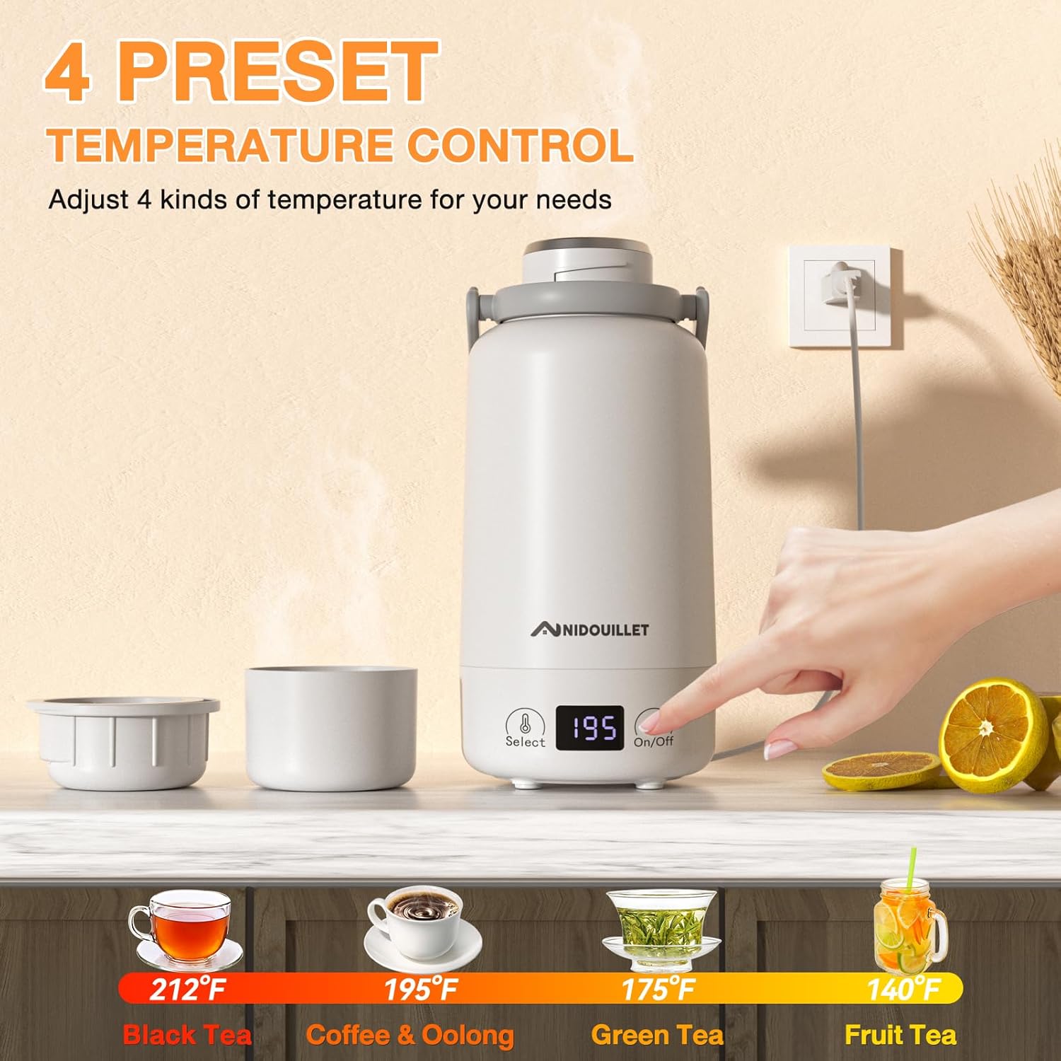 Portable Electric Kettle 1L for Travel Tea Coffee C363