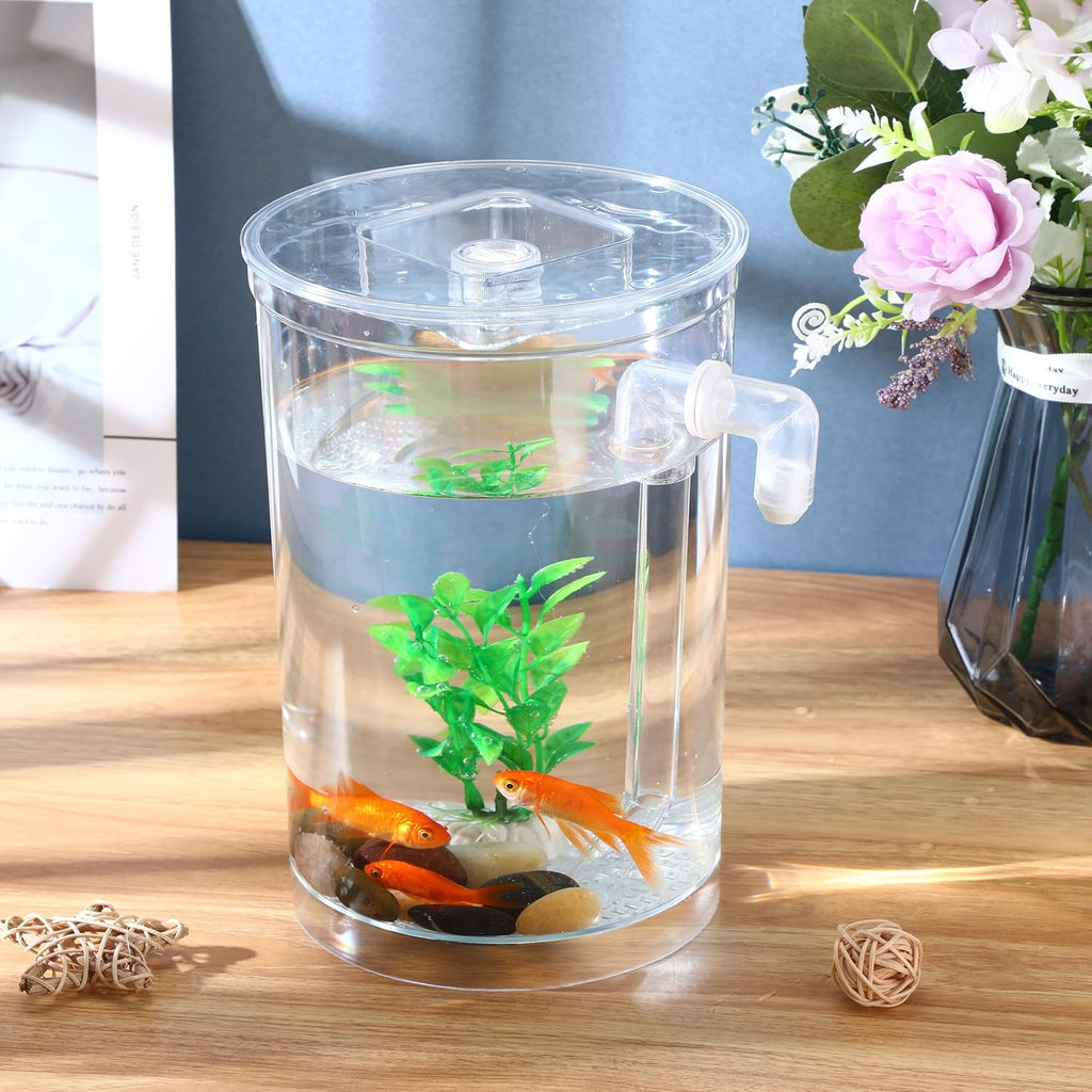 2 Pack Betta Fish Tank 360 Aquarium 1 Gallon Self Cleaning Fish Bowl Starter Kit W64461