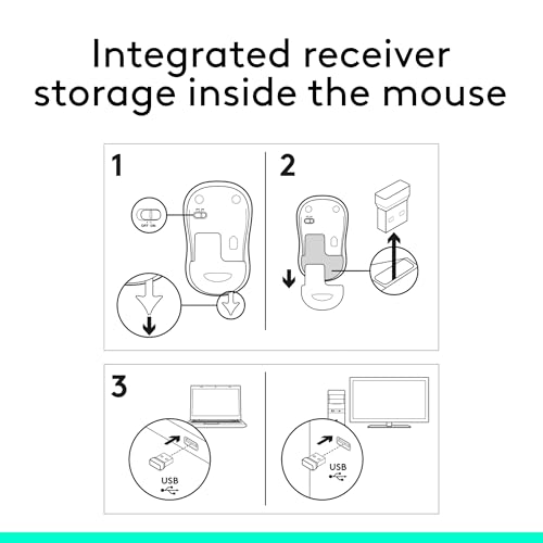 Wireless Mouse, 2.4GHz USB Receiver, 12-Month Battery, 1000 DPI Optical Tracking I608686