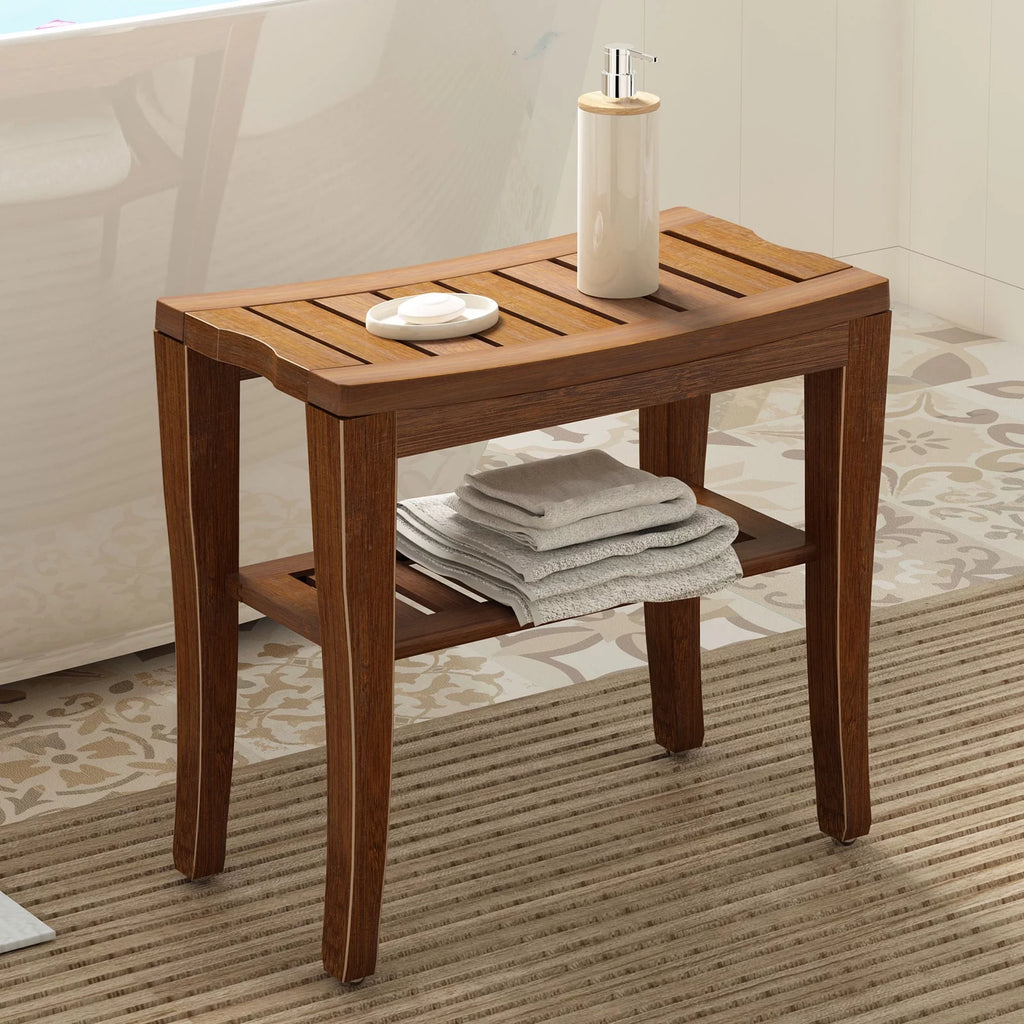 Bamboo Bathroom Bench Shower Stool Non-slip Waterproof Seat J2608