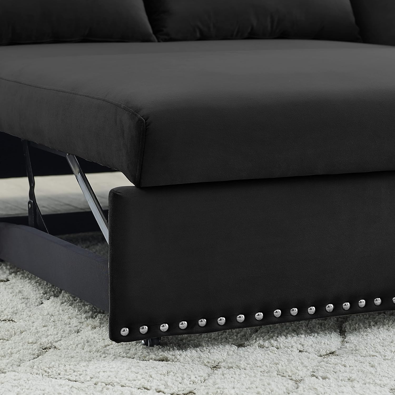 Convertible 3-in-1 Velvet Loveseat Sleeper Sofa with Pull Out Bed G60784