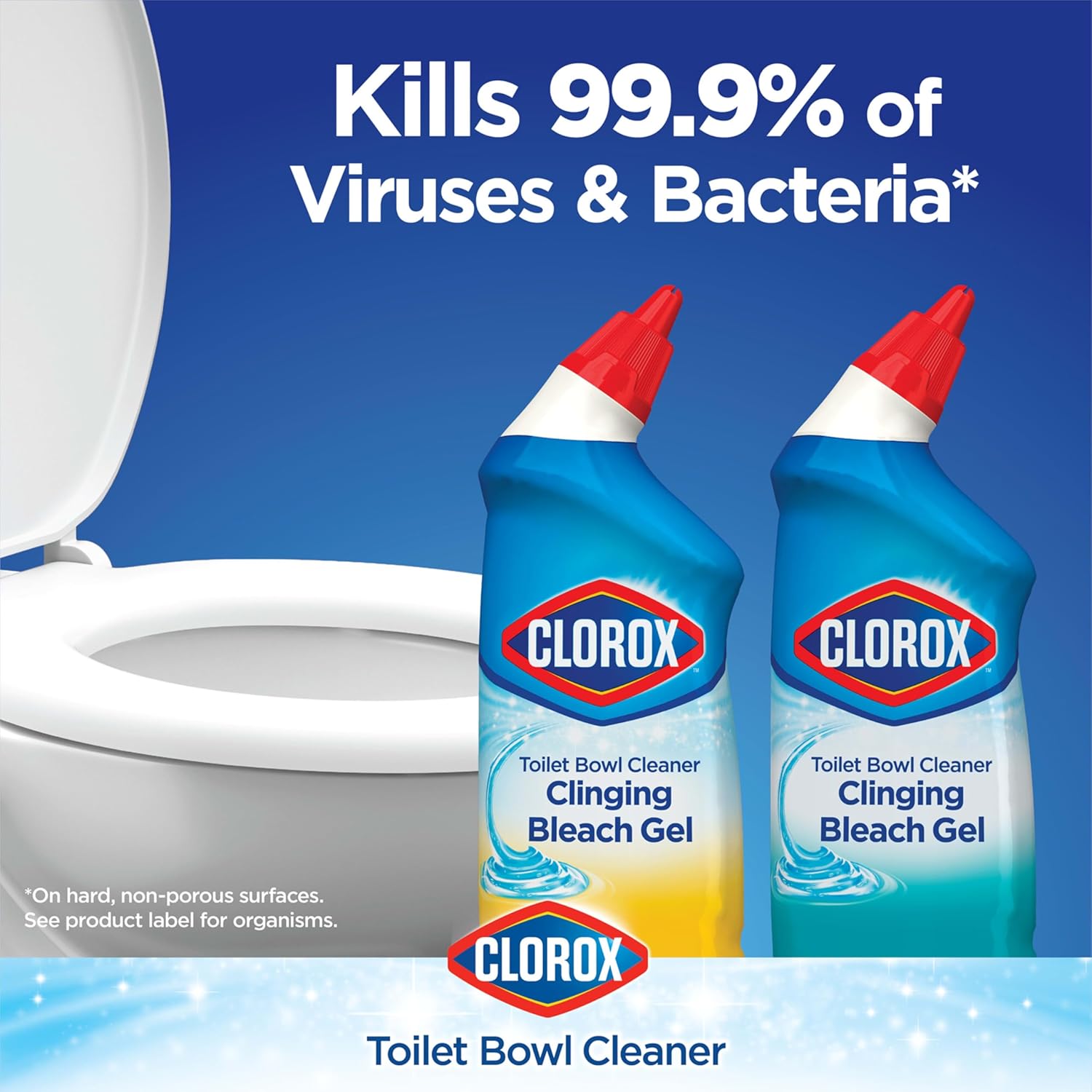Toilet Bowl Cleaner, Clinging Bleach Gel, Ocean Mist, 24 oz, Pack of 2 V8777