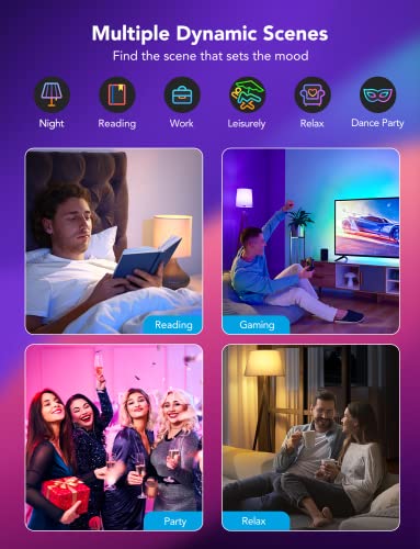 Smart Light Bulbs, WiFi & Bluetooth Color Changing, Music Sync, 2 Pack W703