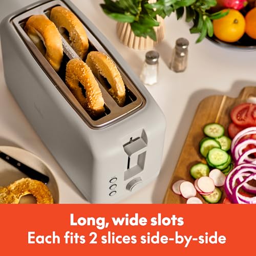 2 Slice Slim Toaster with 6 Shade Settings, Long Slot, Removable Crumb Tray R654