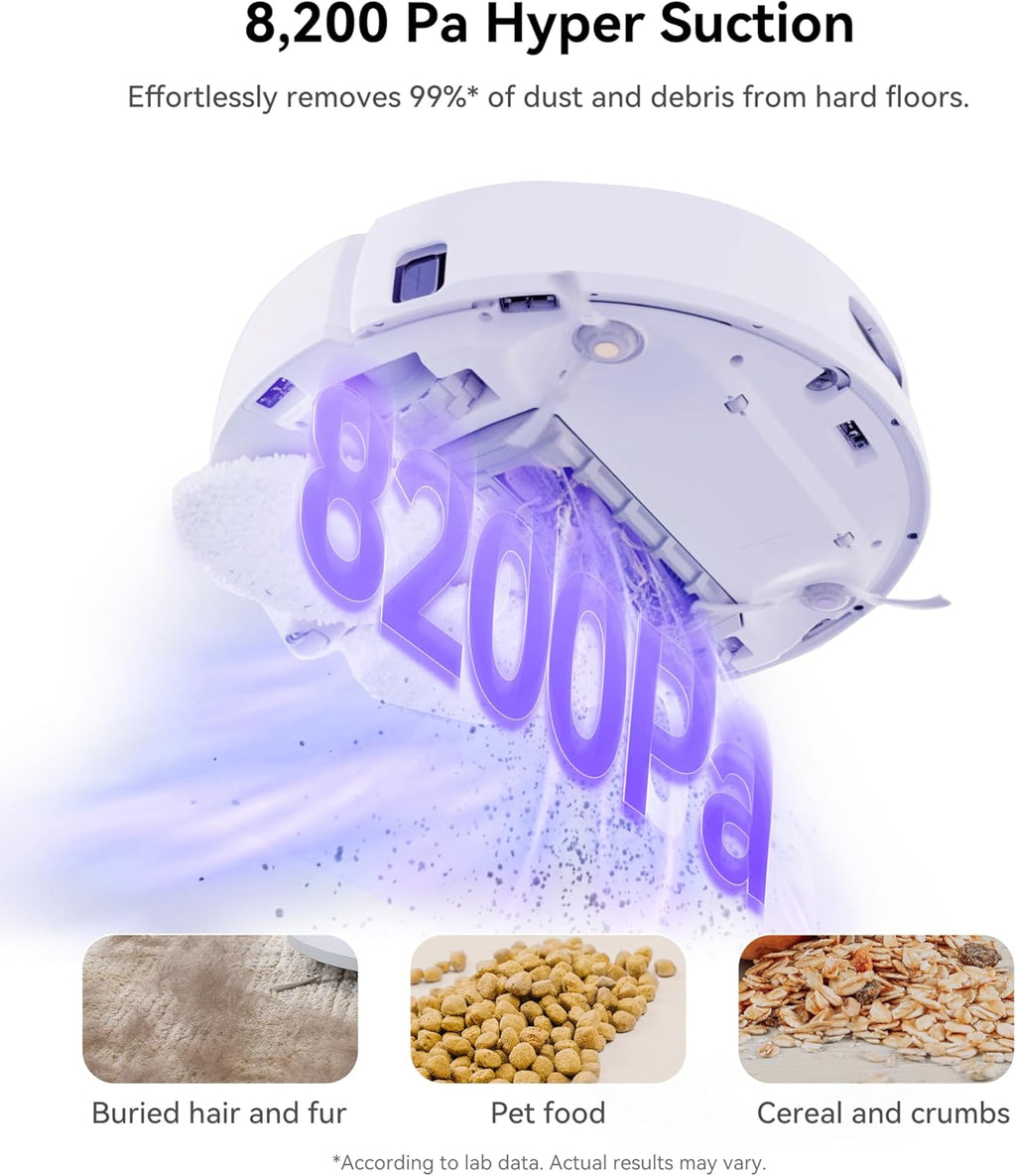Robot Vacuum and Mop Combo with Auto Mop Drying, 8200 Pa Suction U527321