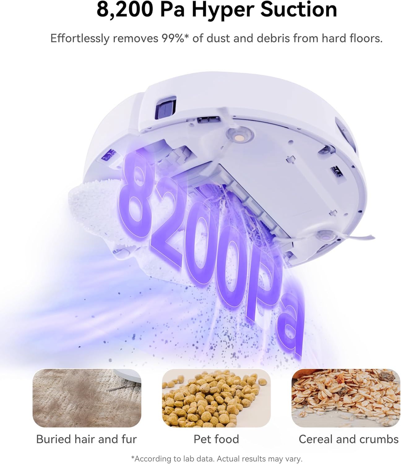 Robot Vacuum and Mop Combo with Auto Mop Drying, 8200 Pa Suction U527321