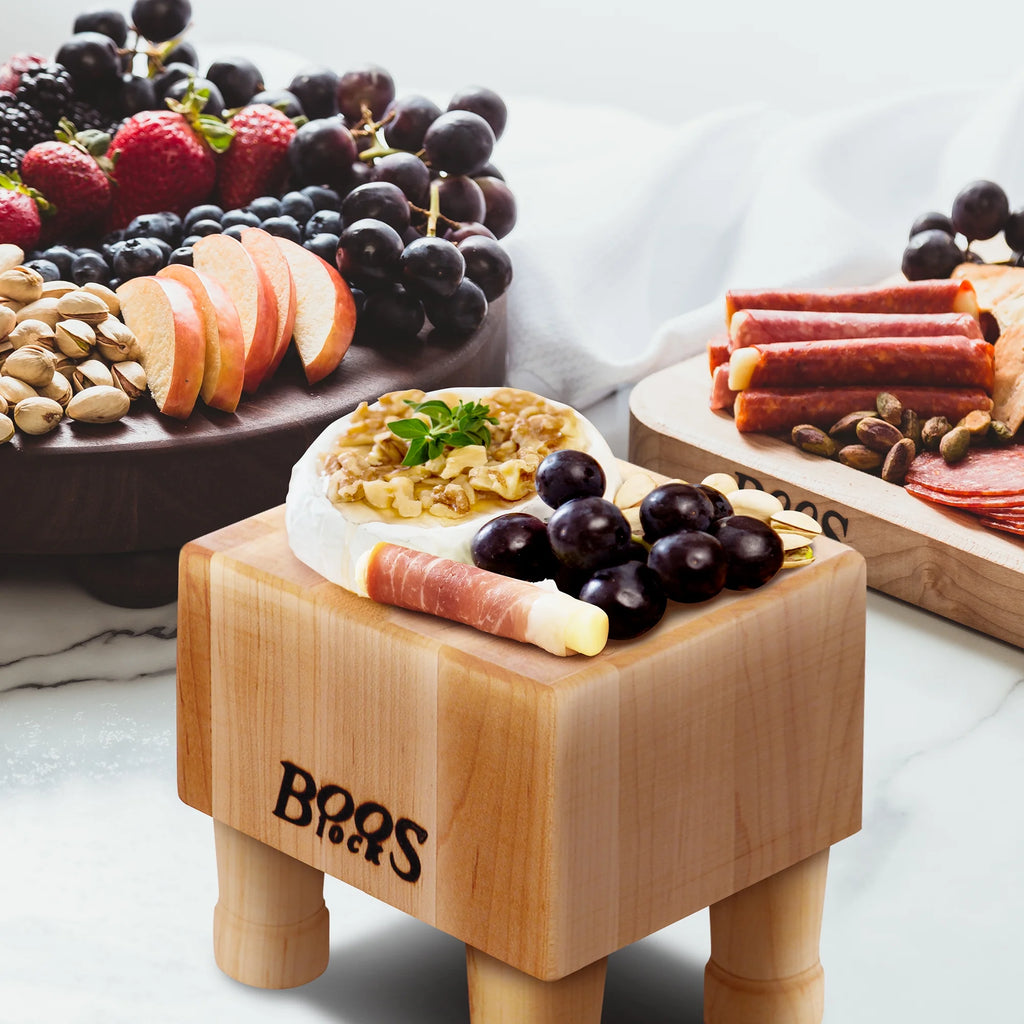 Maple Wood Cutting Board with Feet, 6 x 6 Inches Z166335