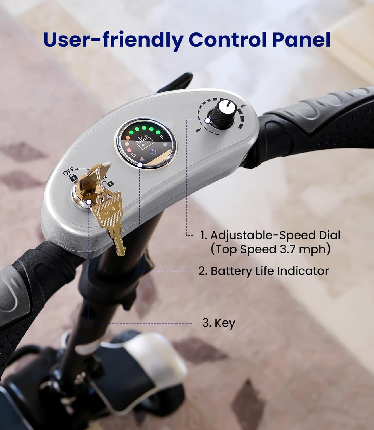 Carbon Fiber Powered Mobility Scooter for Seniors Adults, 4 Wheel Folding Electric Scooter with Seat B629