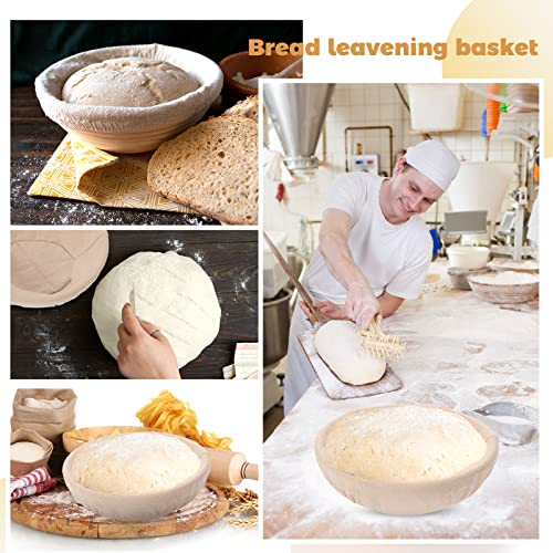 Banneton Bread Proofing Basket Round with Liners and Scrapers L70541