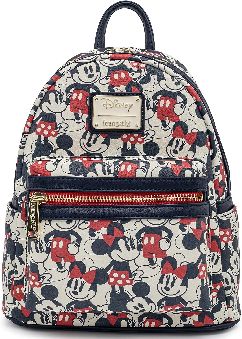 Loungefly Disney Mickey Minnie Mouse Mini Backpack Handbag AOP Red Navy