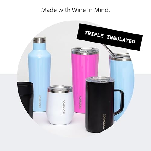 Insulated Stemless Wine Glass Tumbler, 12 oz, Stainless Steel, Powder Blue X9797