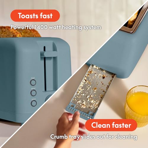 2 Slice Slim Toaster with 6 Shade Settings, Long Slot, Removable Crumb Tray R654