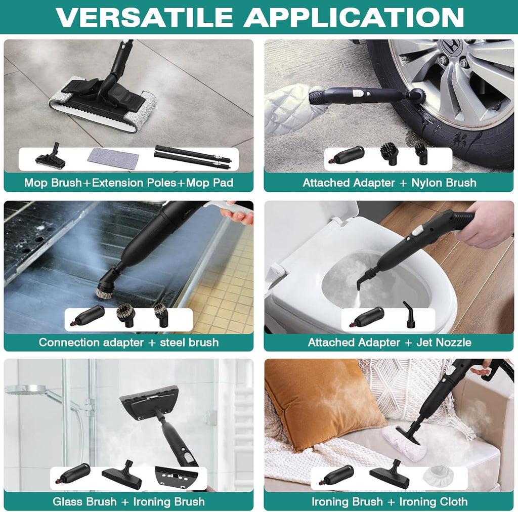 Steam Mop with 23 Accessories, Portable Steamer for Multi-Surface Floors L592