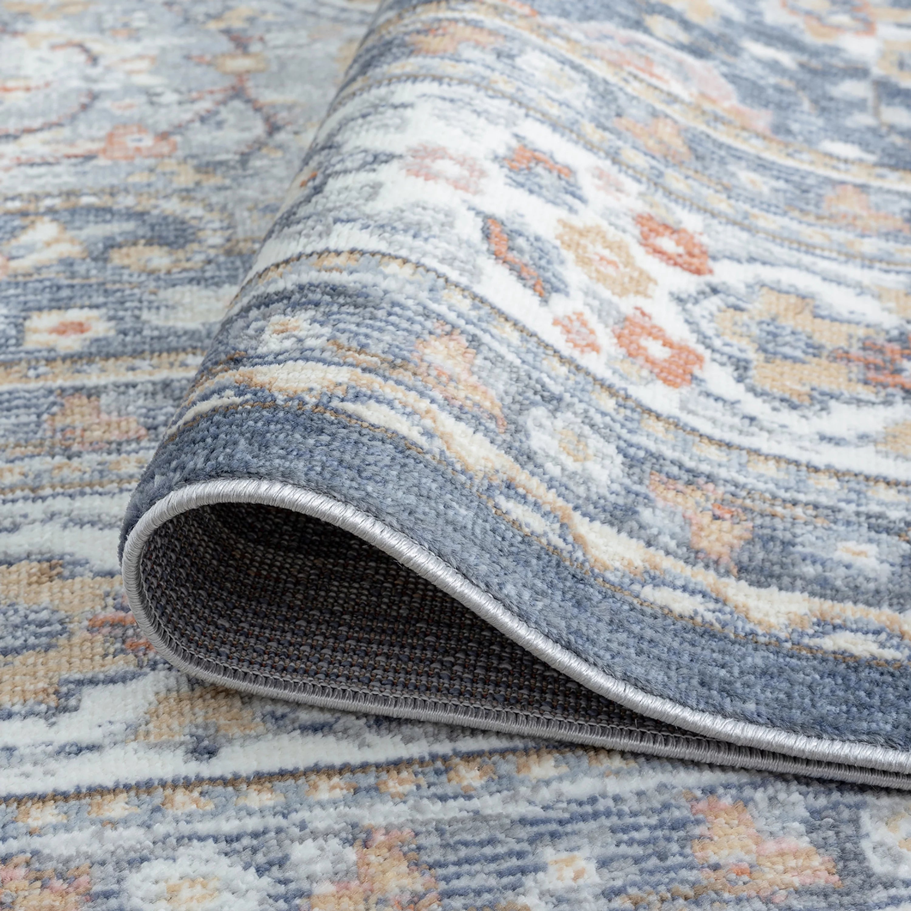 5x8 Medallion Area Rug, Navy and Gray R966