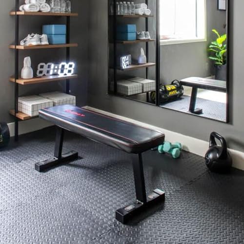 Interlocking Foam Gym Flooring Mat, 1 Inch Thick, 6 Tiles, Black C4472