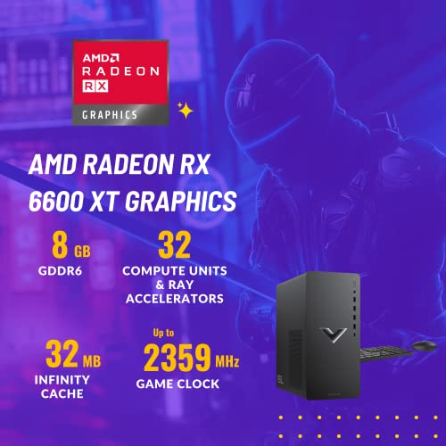 Gaming PC Desktop, AMD Ryzen 7, 32GB RAM, 2TB SSD, Radeon RX 6600XT, WiFi 6, Windows 11 L65451