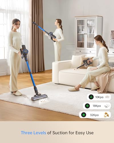 Cordless Vacuum Cleaner for Home, Lightweight Stick Vacuum with Detachable Battery X7497