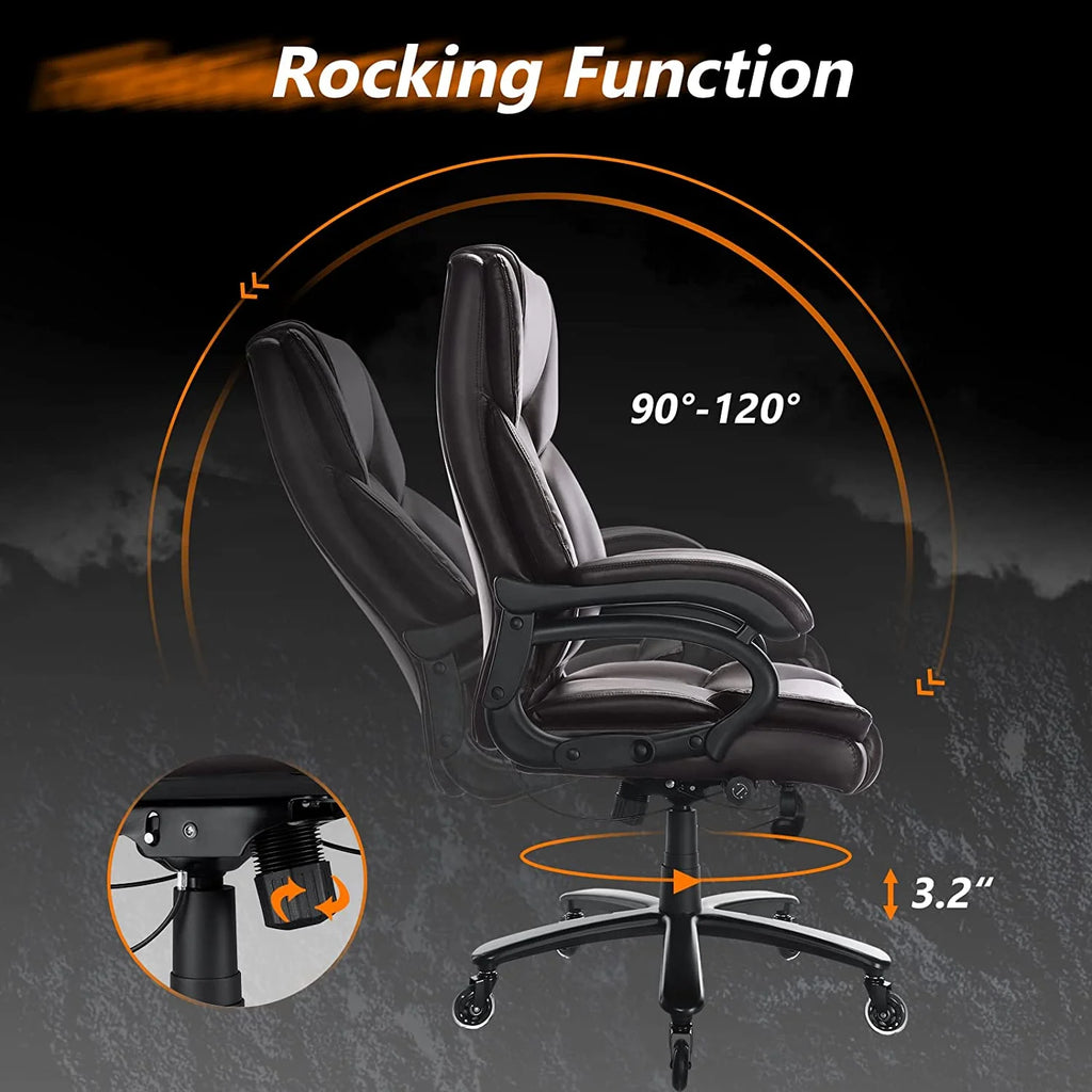 Big and Tall 500lb Home Office Chair, Executive Desk Chair with High Back and Lumbar Support H62402