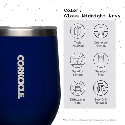 Insulated Stemless Wine Glass Tumbler, 12 oz, Stainless Steel, Powder Blue X9797