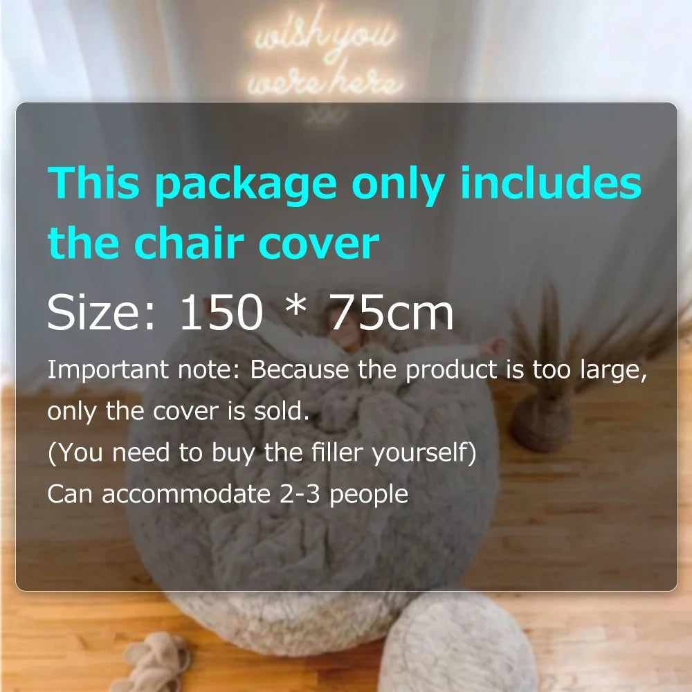 Round Soft Fluffy Bean Bag Chair Cover Only W9468