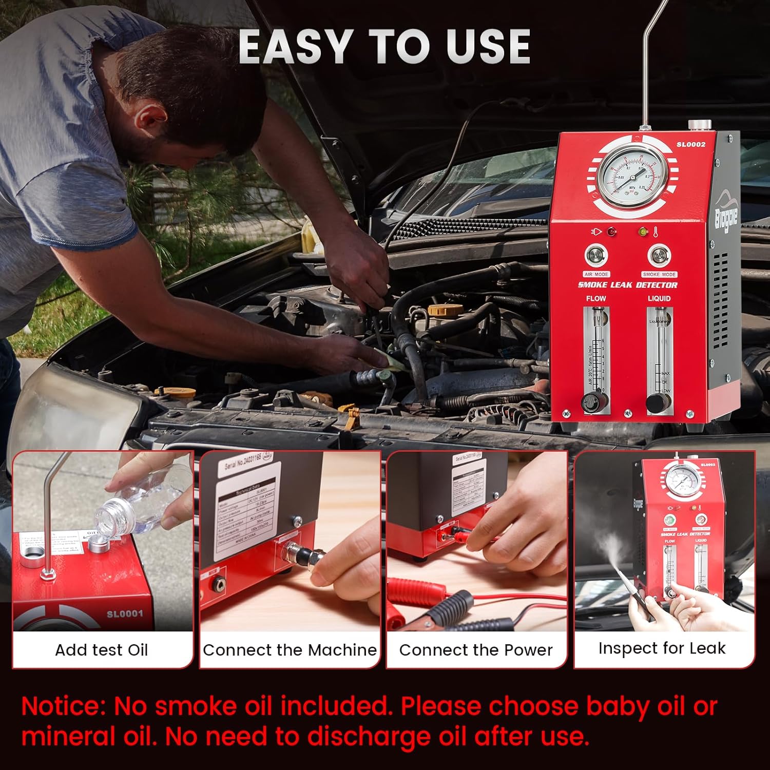 EVAP Smoke Machine Dual Mode 12V Fuel Pipe Leak Detector Tester V411