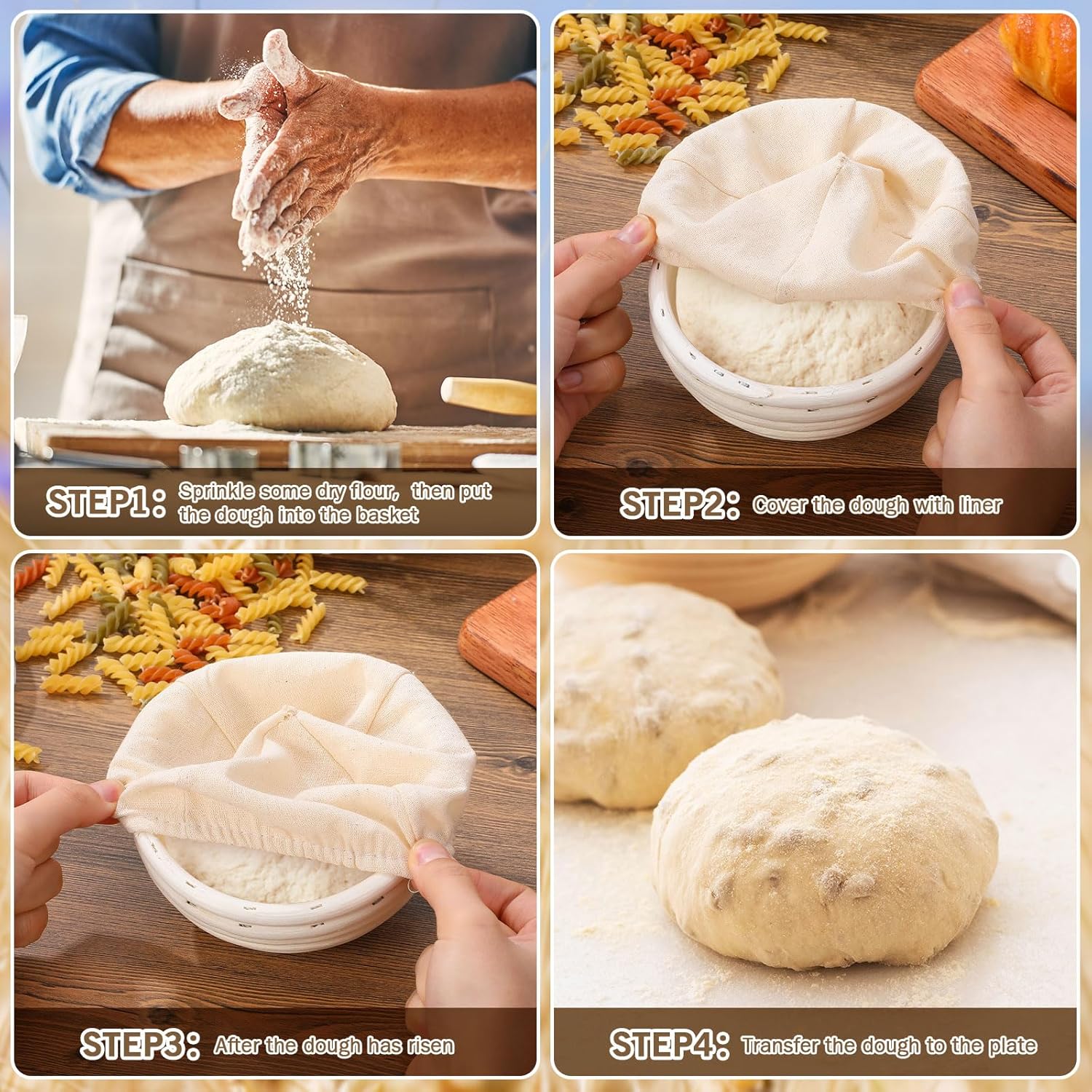 Bread Proofing Basket 5 Inch Banneton with Linen Liner for Sourdough Baking T407814