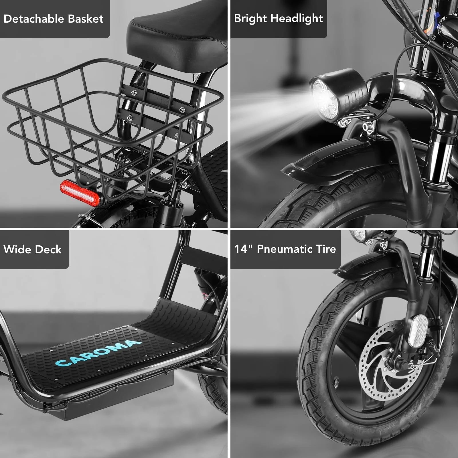 Electric Scooter with Seat, 14" Off-road Tires, 20 MPH Max, Folding I9003
