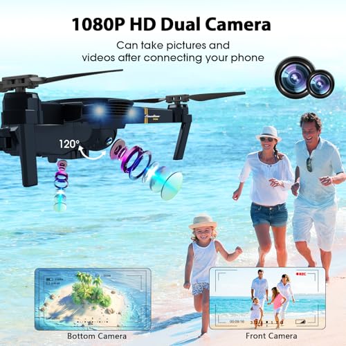 Foldable Camera Drone for Adults Kids, 1080P FPV, 2 Batteries D499