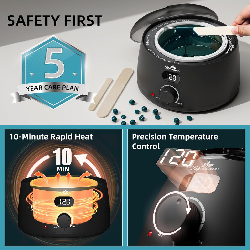 Wax Pot Warmer, Digital Wax Melt Machine for Hair Removal, 500ml LCD Wax Heater for Hard Wax Beads W8715