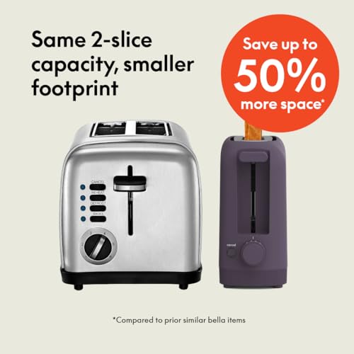 2 Slice Slim Toaster with 6 Shade Settings, Long Slot, Removable Crumb Tray R654
